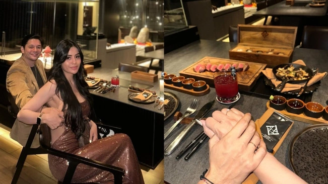 Violentina Kaif memamerkan cincin pertunangan dengan Andrew Andika pada Juli lalu. [Instagram]